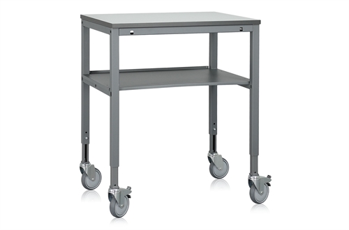Mobilt arbejdsbord - 300 kg - B800 x D600 mm - Grå