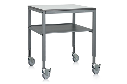 Mobilt arbejdsbord - 300 kg - B800 x D800 mm - Grå