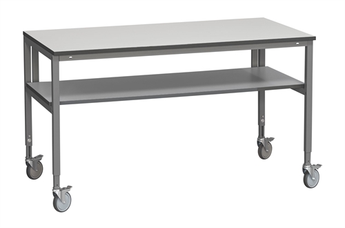 Mobilt arbejdsbord - 300 kg - B1600 x D800 mm - Grå