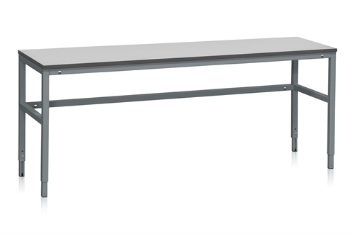 Fast arbejdsbord - 300 kg - B2000 x D600 mm - Grå