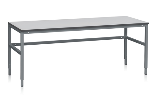 Fast arbejdsbord - 300 kg - B2000 x D800 mm - Grå