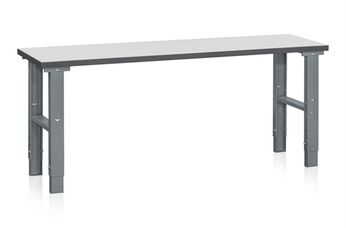 Fast arbejdsbord - 500 kg - B2000 x D600 mm - Grå