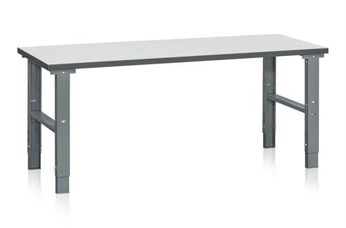 Fast arbejdsbord - 500 kg - B2000 x D800 mm - Grå