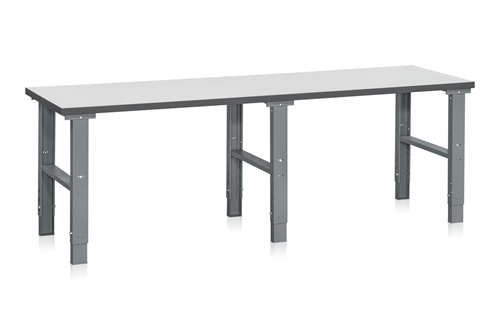 Fast arbejdsbord - 500 kg - B2500 x D800 mm - Grå