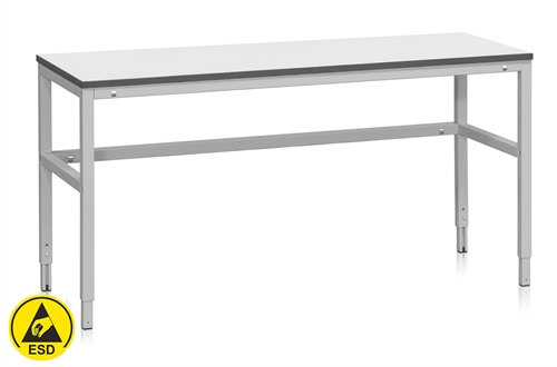 Fast arbejdsbord ESD - 300 kg - B1600 x D600 mm - Grå