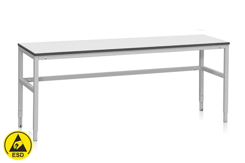 Fast arbejdsbord ESD - 300 kg - B2000 x D600 mm - Grå