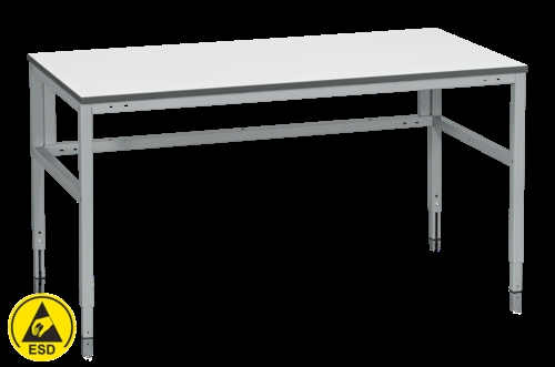 Fast arbejdsbord ESD - 300 kg - B1200 x D800 mm - Grå