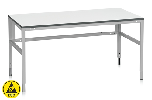 Fast arbejdsbord ESD - 300 kg - B1200 x D800 mm - Grå