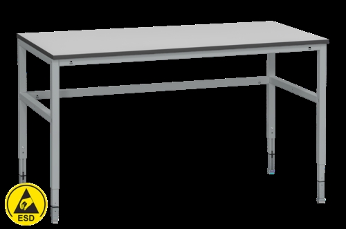 Fast arbejdsbord ESD - 300 kg - B1600 x D800 mm - Grå