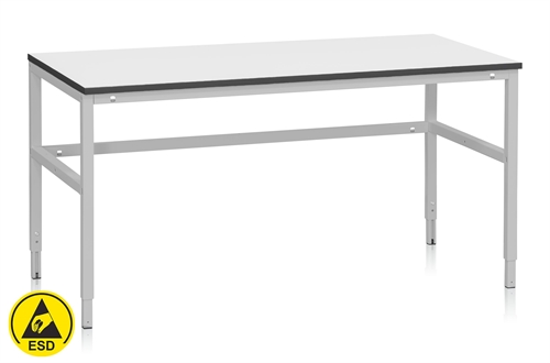 Fast arbejdsbord ESD - 300 kg - B1600 x D800 mm - Grå