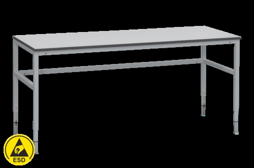 Fast arbejdsbord ESD - 300 kg - B2000 x D800 mm - Grå