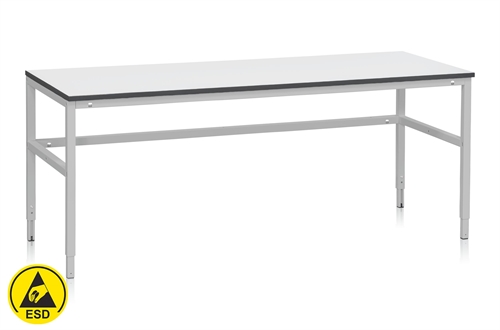 Fast arbejdsbord ESD - 300 kg - B2000 x D800 mm - Grå