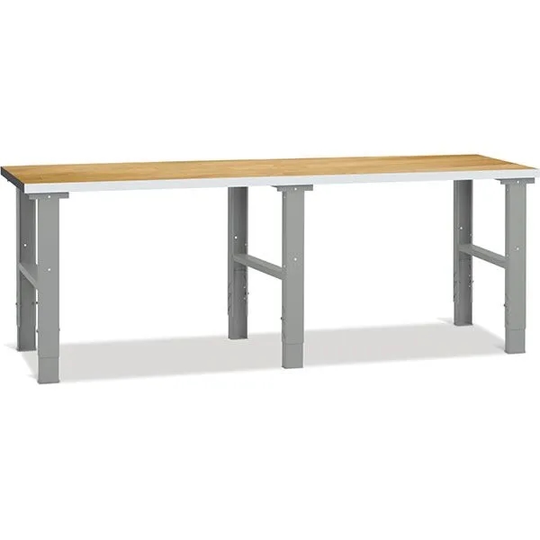 Filebænk 2500 x 800 mm m/40 mm egeparket - Grå