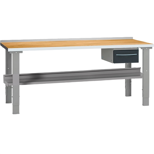 Filebænk 2000 x 800 x 40 mm egeparket - Komplet - Grå