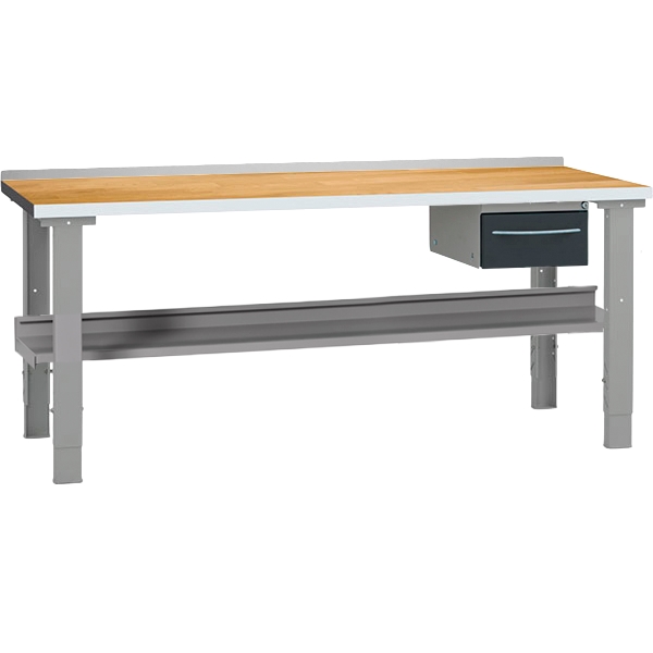 Filebænk 2000 x 800 x 40 mm egeparket - Kompl. - Grå