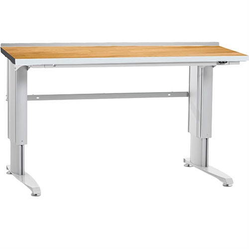 Filebænk 1200 x 800 mm m/40 mm egeparket - elektrisk - Grå