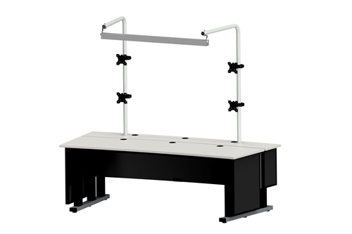 Elektrisk kontrolrums arbejdsstation m/lys - B2100 x D930 mm - Sort/hvid