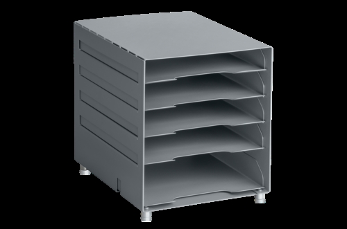 Papirbakke A4 m/5 opdelinger - Mørkegrå