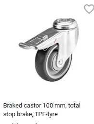 Hjulsæt med bremse t/W3-400 - Metal/gummi