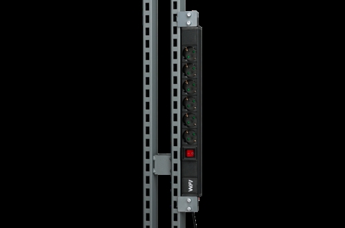 Stikdåse Vertikal m/6 udtag - Sort