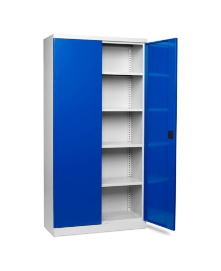 Kraftigt SMK opbevaringsskab m/4 hylder - Grå/blå