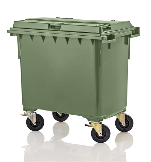 Affaldscontainer 660 L. - Grøn - 1370 x 780 x H1220 mm
