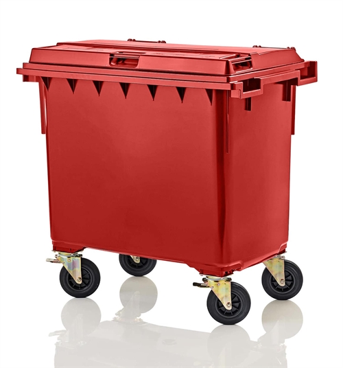 Affaldscontainer 660 L. - Rød - 1370 x 780 x H1220 mm