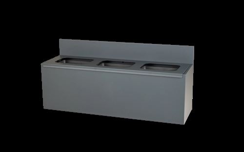 Kildesortering t/3 fraktioner - væghængt - Antracit grå