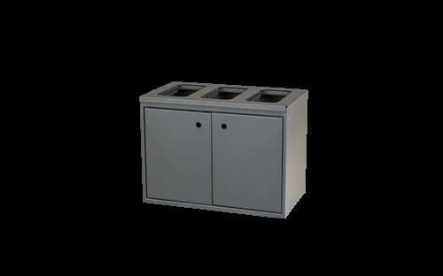 Kildesortering t/3 fraktioner - væghængt - Antracit grå