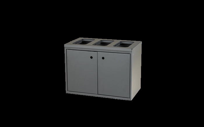 Kildesortering t/3 fraktioner - væghængt - Antracit grå