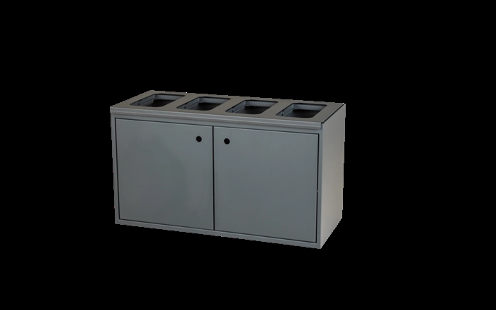 Kildesortering t/4 fraktioner - væghængt - Antracit grå