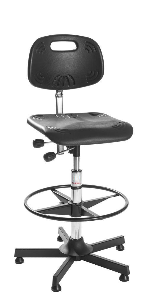 Classic arbejdsstol - Høj m/glidesko - Sort