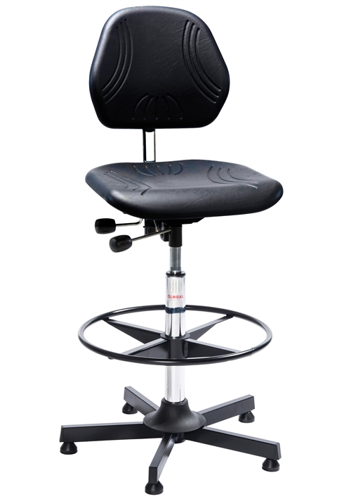 Comfort arbejdsstol - Høj m/glidesko - Sort