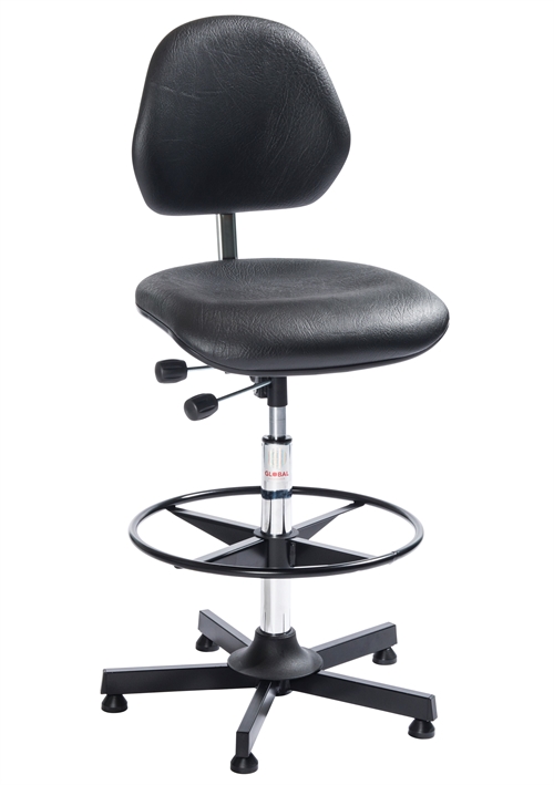 Aktiv arbejdsstol - Høj m/glidesko - Sort