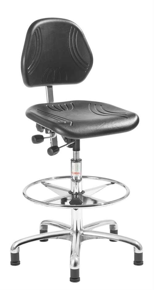 Comfort ESD arbejdsstol - Høj m/glidesko - Sort