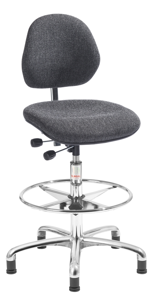 Aktiv ESD arbejdsstol - Høj m/glidesko - Sort