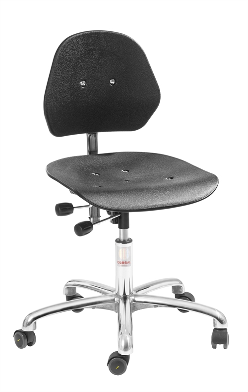 Solid ESD arbejdsstol - Lav m/hjulsæt - Sort