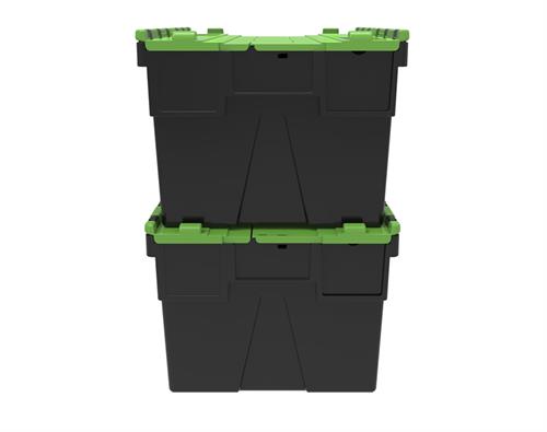 Front på stablede ALC kasser når de er i brug