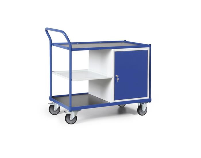 Værkstedsvogn m/ skab og 2 hylder - 1200 x 600 mm